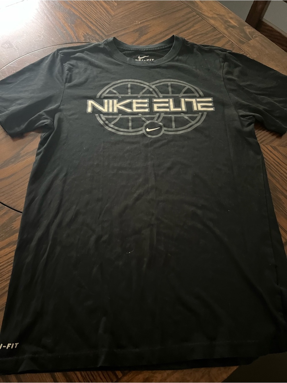 Nike Elite Men’s Black Dri-FIT Crew Neck Graphic Logo T-Shirt S Polyester # 625